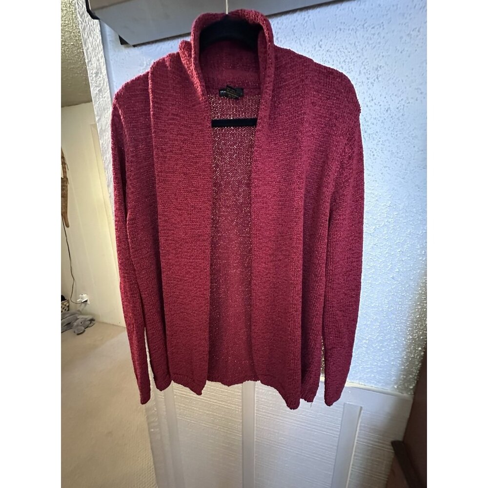 Grace Elements Women's Cardigan Metallic Red Long Sleeve XL